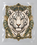 4 Pack White Tiger DTF Heat Transfers Vintage Art Deco Design 10 Inch