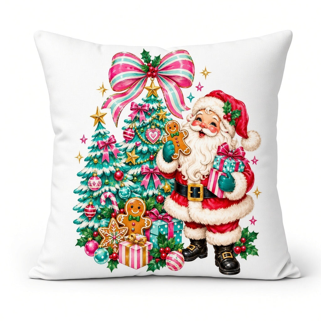 Vintage Pink Santa Gingerbread Christmas DTF Transfer Ready to Press