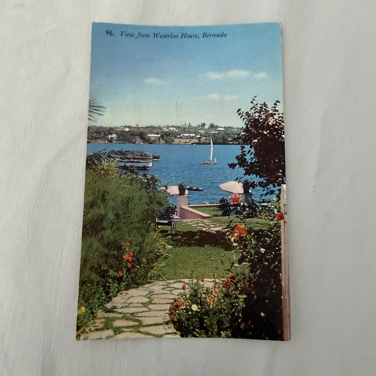 Vintage Bermuda Postcard - View from Waterloo House, Hamilton Harbour 1950s