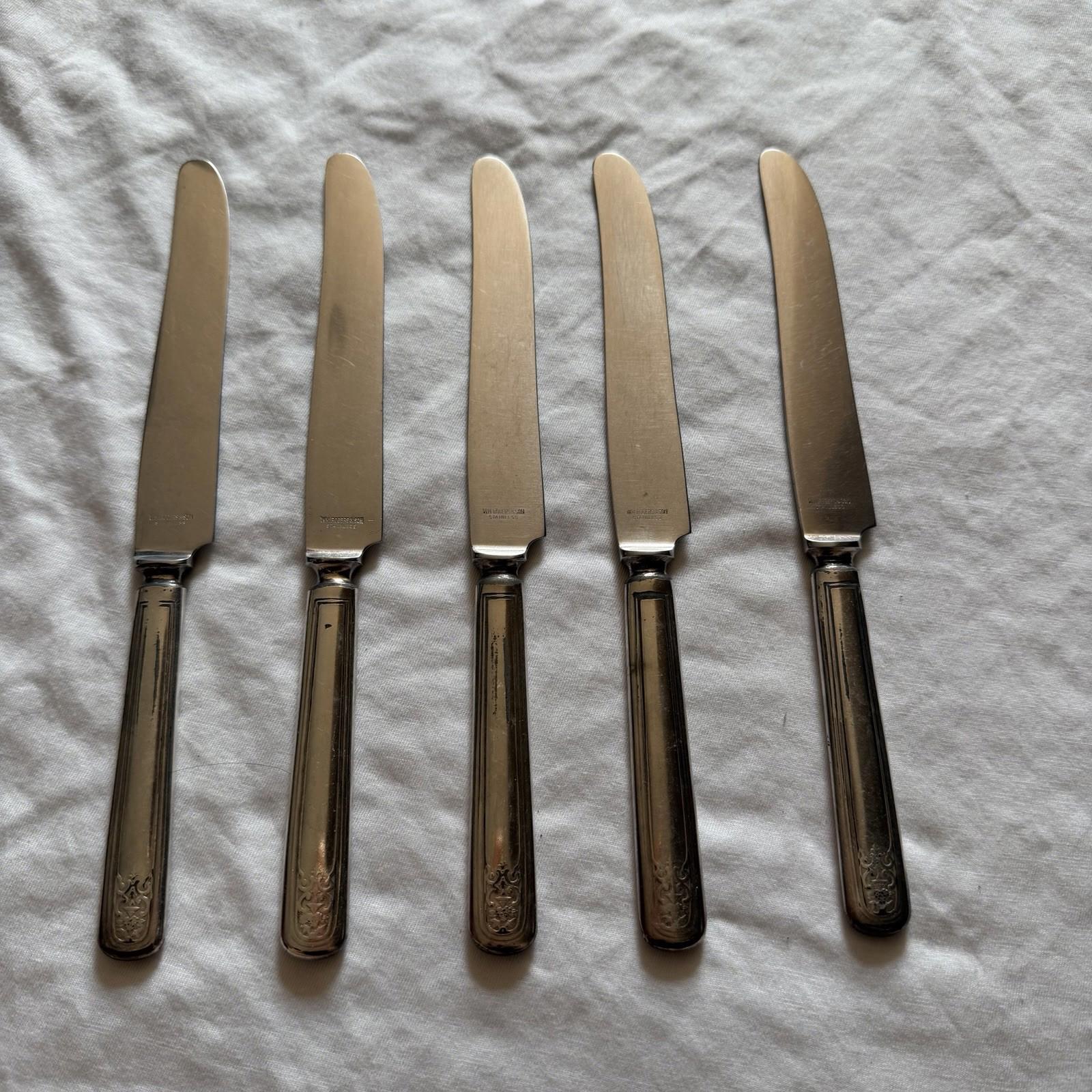 Vintage Wm. Rogers & Son Princess Lady Doris Set of 5 Dinner Knife 9”