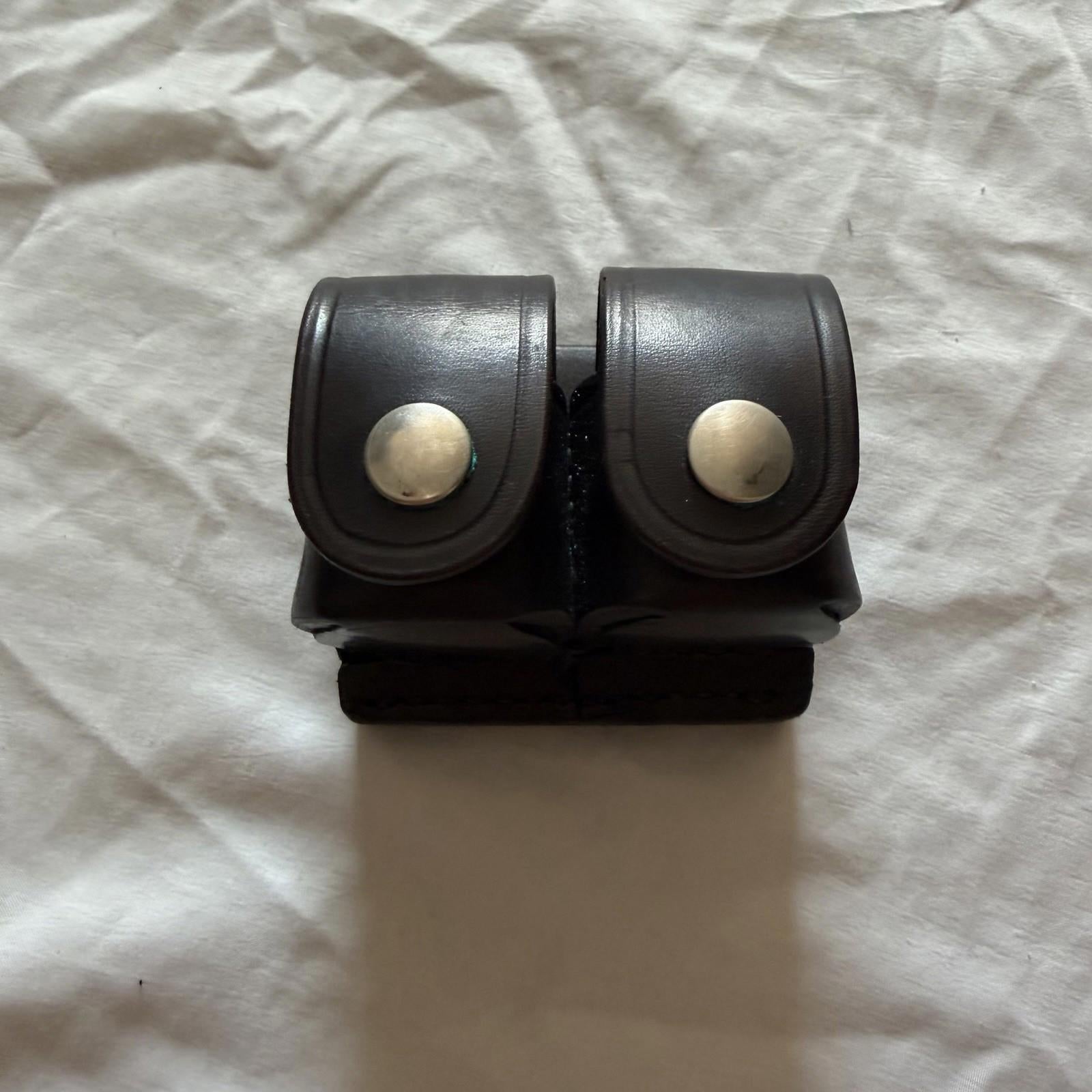 Vintage Tex Shoemaker 103K Black Leather Double Speedloader Holder