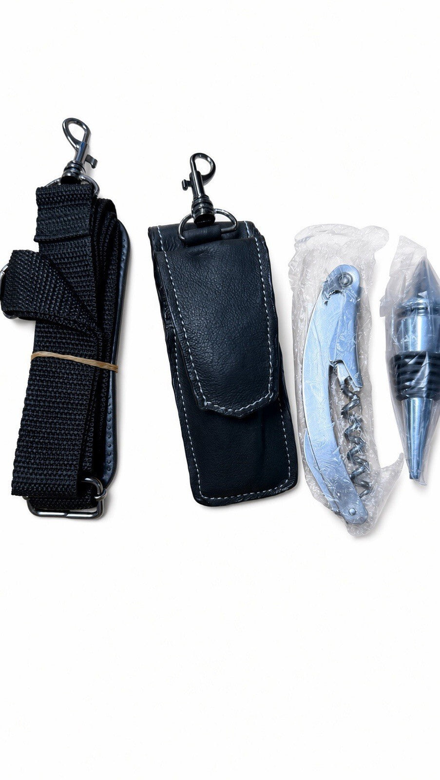 CaddyO Wine Bottle Carrier Tote Insulated Travel Case Corkscrew Stopper Black