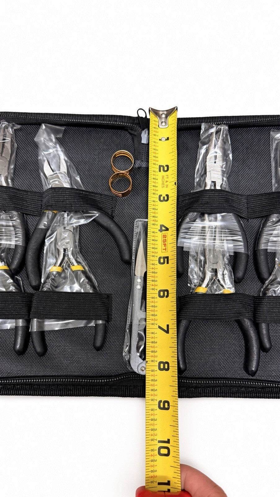 8pc Mini Pliers Set Long Nose Flat Round Diagonal Cutters Black Zip Case Kit