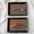 Vintage Pair Percussion & Flintlock Pistol Wall Plaques Japan