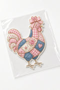 PK4 Coquette Patchwork Rooster DTF Transfer 10in Farm Floral Gingham Heat Press