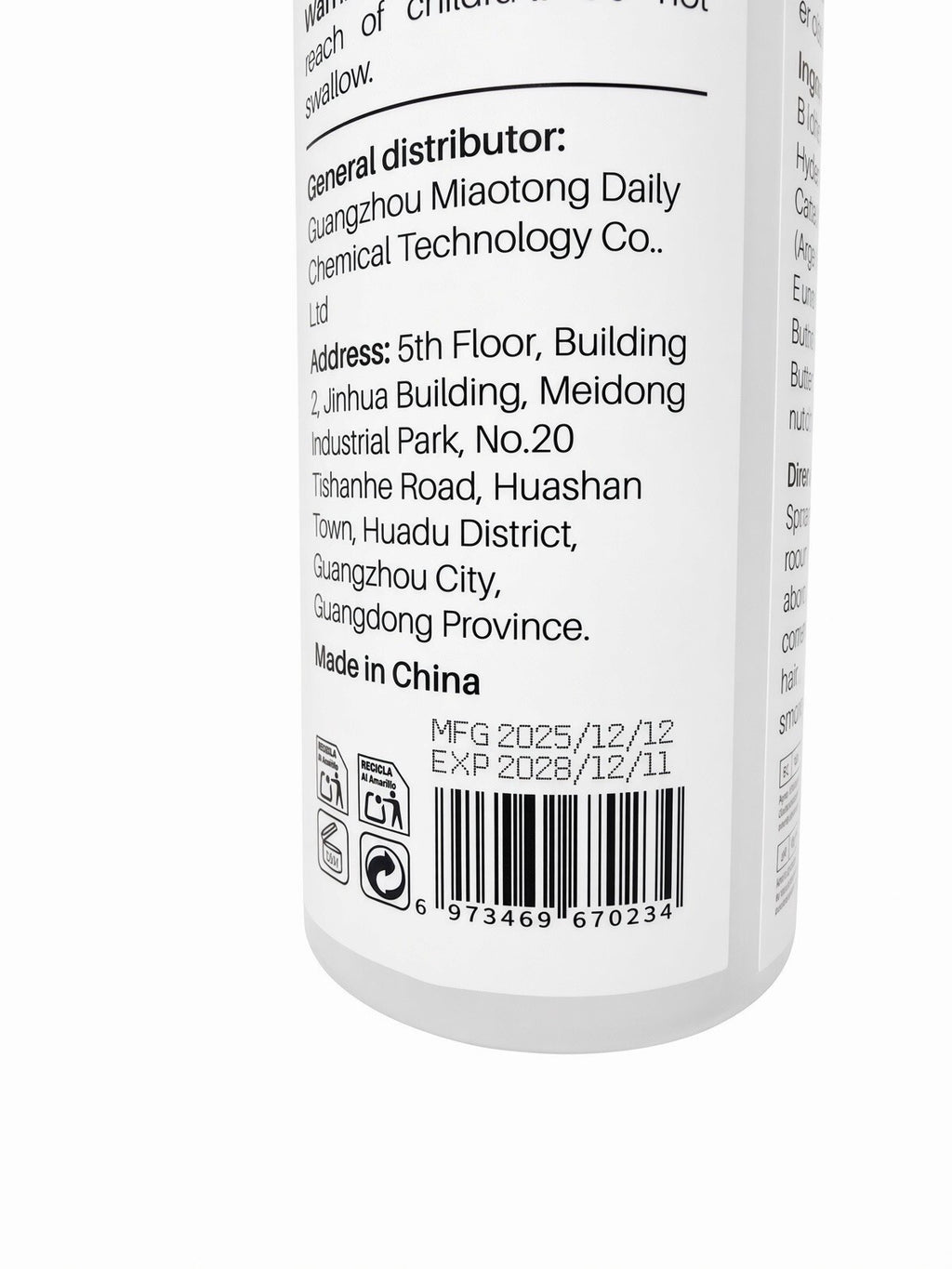 MIAOFUTONG Keratin Leave-In Conditioner Spray for Dry Damaged Curly Hair 100ml