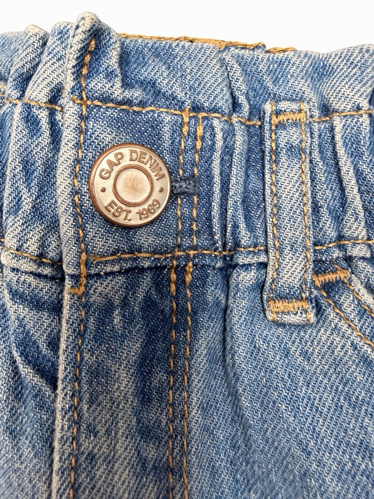 Baby Gap Girlfriend Jeans 12-18 Months Toddler Light Wash Paperbag Elastic Waist