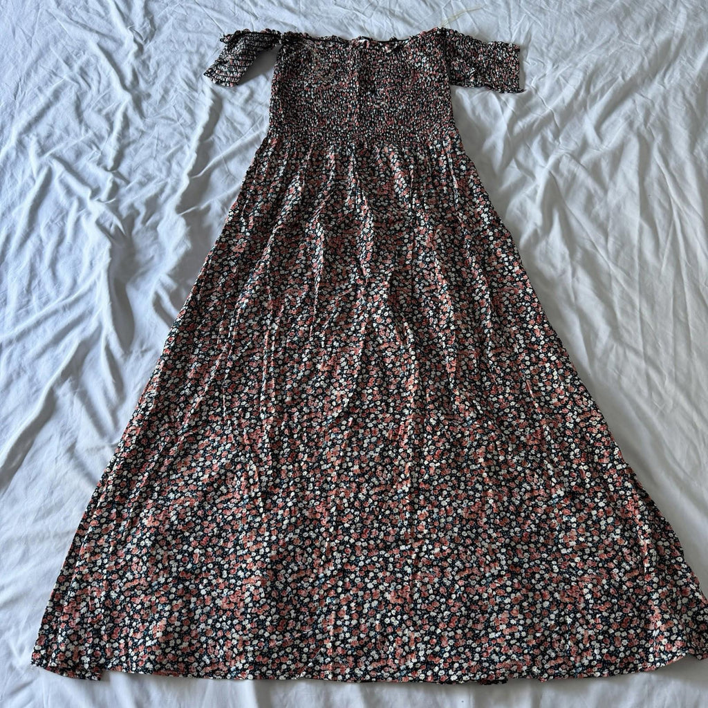 Blush BJ Floral Smocked Off-Shoulder Maxi Dress Size M Rayon Boho Floral