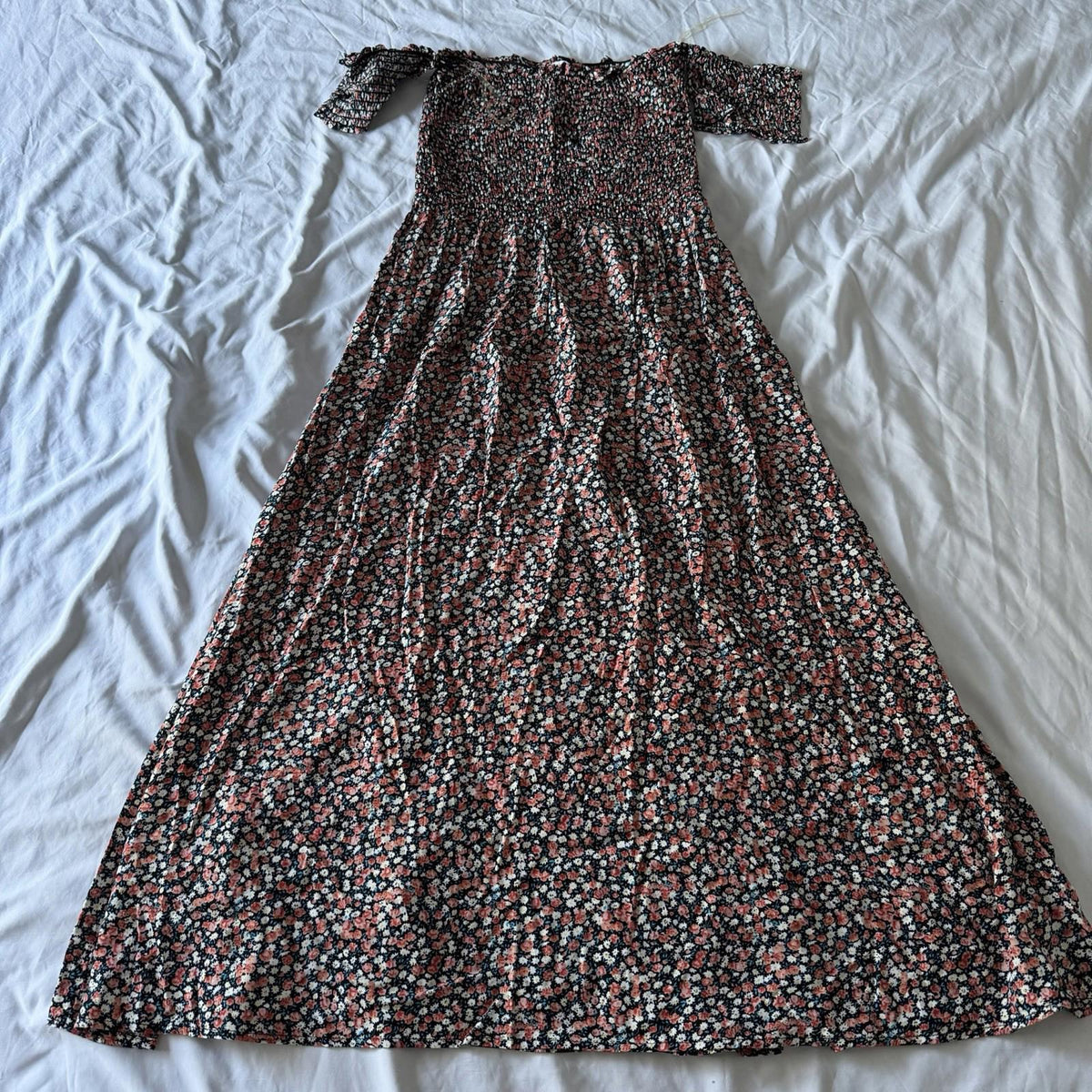 Blush BJ Floral Smocked Off-Shoulder Maxi Dress Size M Rayon Boho Floral