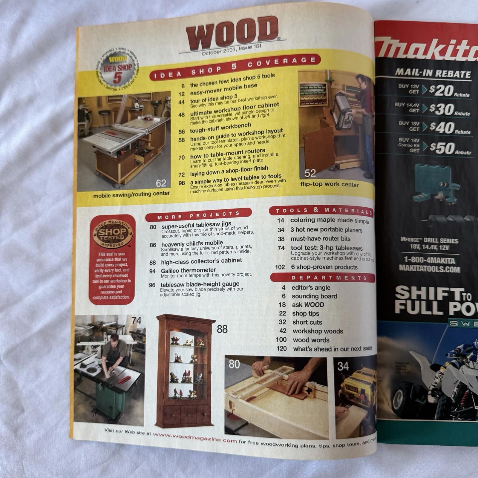 WOOD Magazine Oct 2003 Issue 151 Special Workshop Shop Plans Tablesaw Jigs