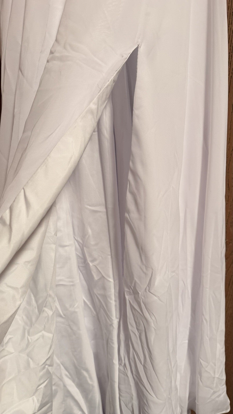 White Lace Chiffon Wedding Dress Size 2 Bridal Gown Button Back Long Train