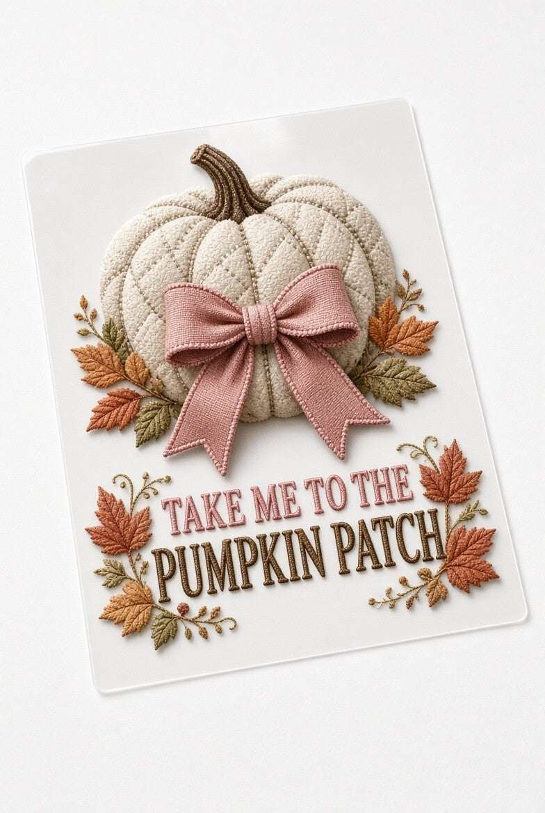 PK4 Take Me to the Pumpkin Patch DTF Transfer 10in Fall Bow Heat Press Film