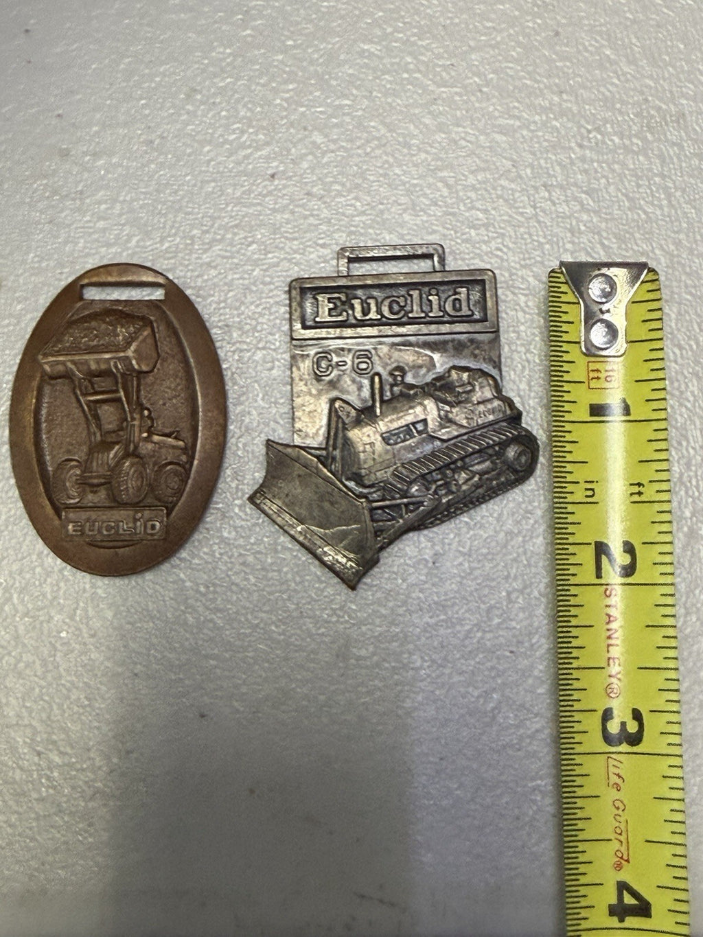Vintage Euclid Heavy Equipment Metal Belt Buckles PK2 Dump Truck & C-6 Dozer