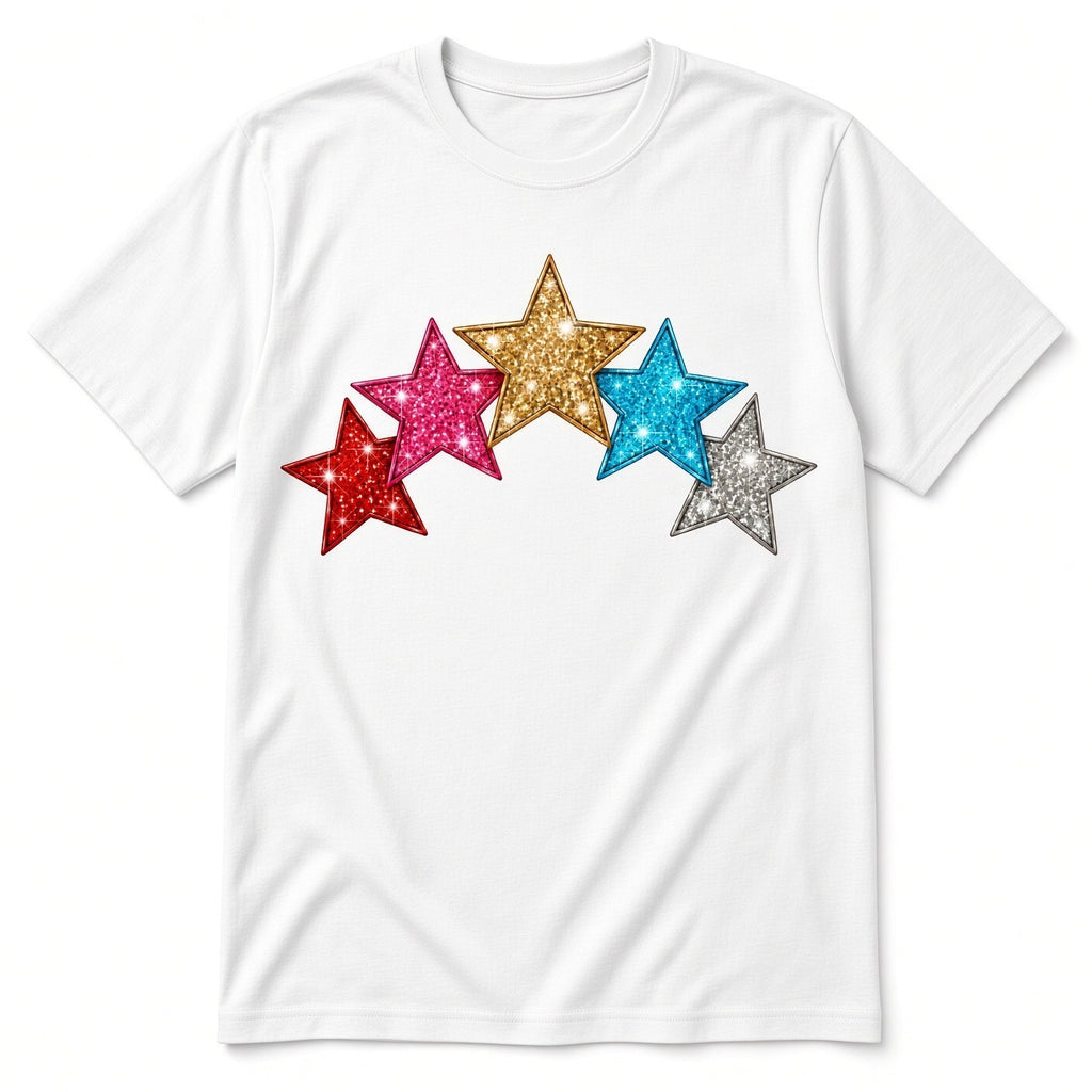 4PCS 10in Colorful Glitter Star DTF Heat Transfers