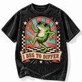 I Beg to Differ Frog Acid Wash Shirt Funny Retro Dancing Graphic Tee