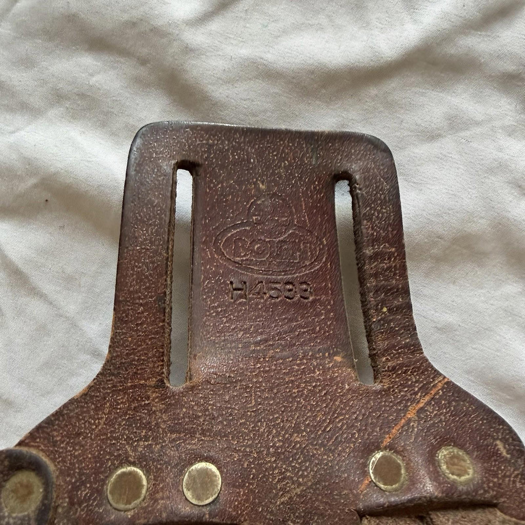 Vintage Brown Leather Double Pouch Duty Belt Holder Police Gear