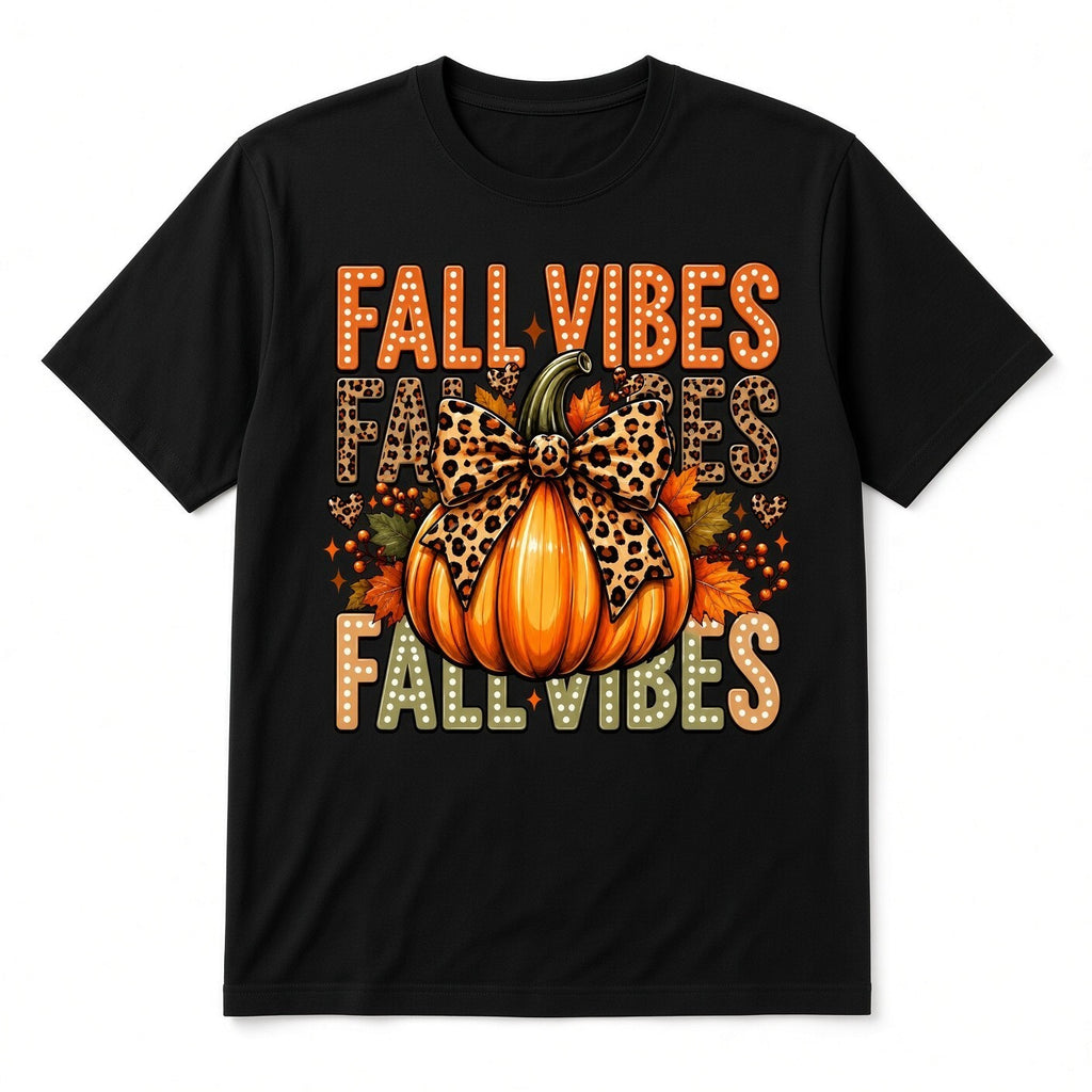 Fall Vibes DTF Transfer 10" Pk4 Leopard Bow Pumpkin Heat Press