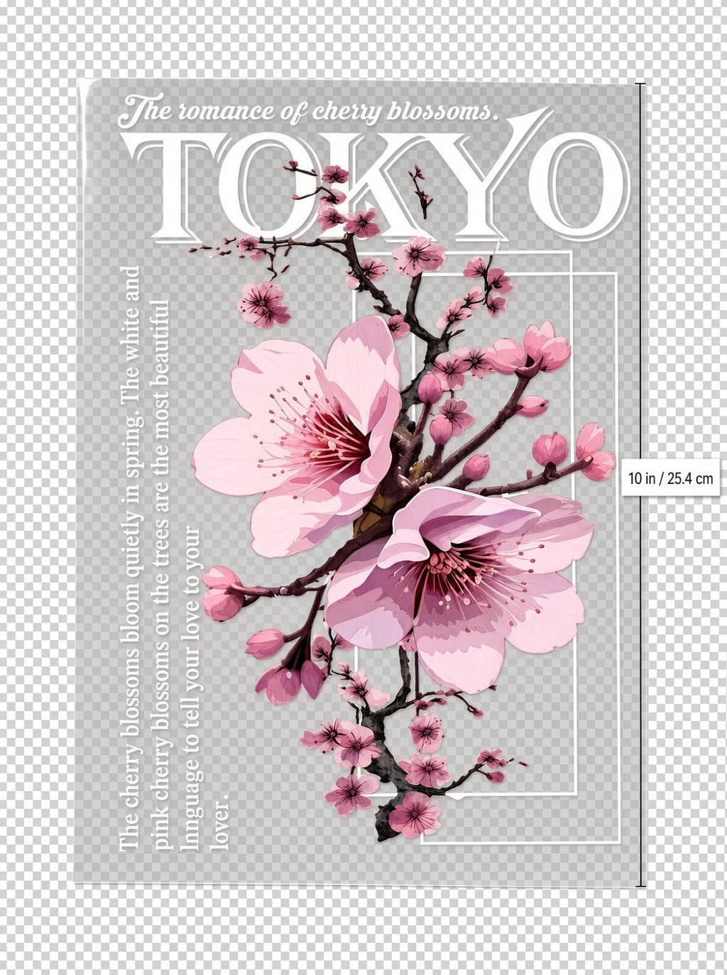 4pcs 10" DTF Transfer Tokyo Cherry Blossom Iron On Heat Press Shirt