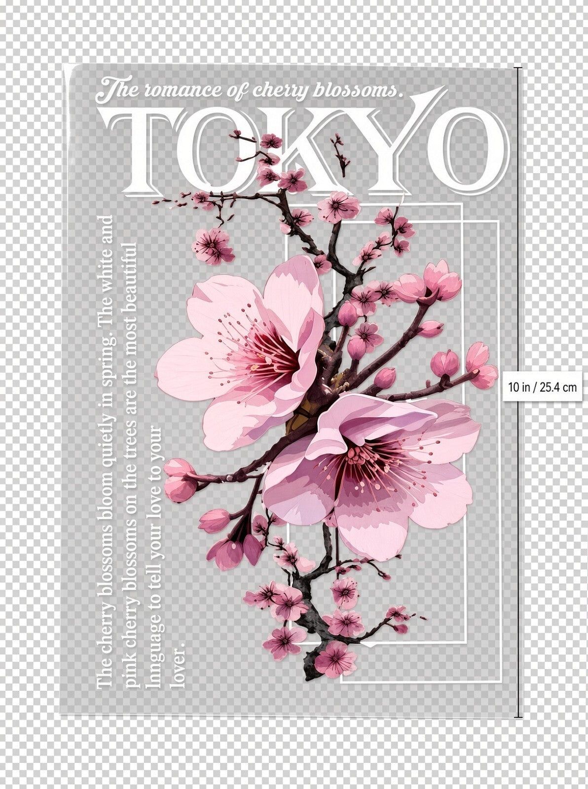4pcs 10" DTF Transfer Tokyo Cherry Blossom Iron On Heat Press Shirt
