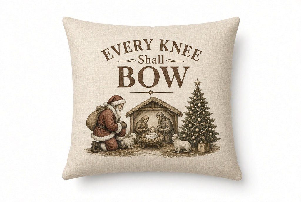 Every Knee Shall Bow DTF Transfer 4 Pack 10 Inch Santa Nativity Ready To Press