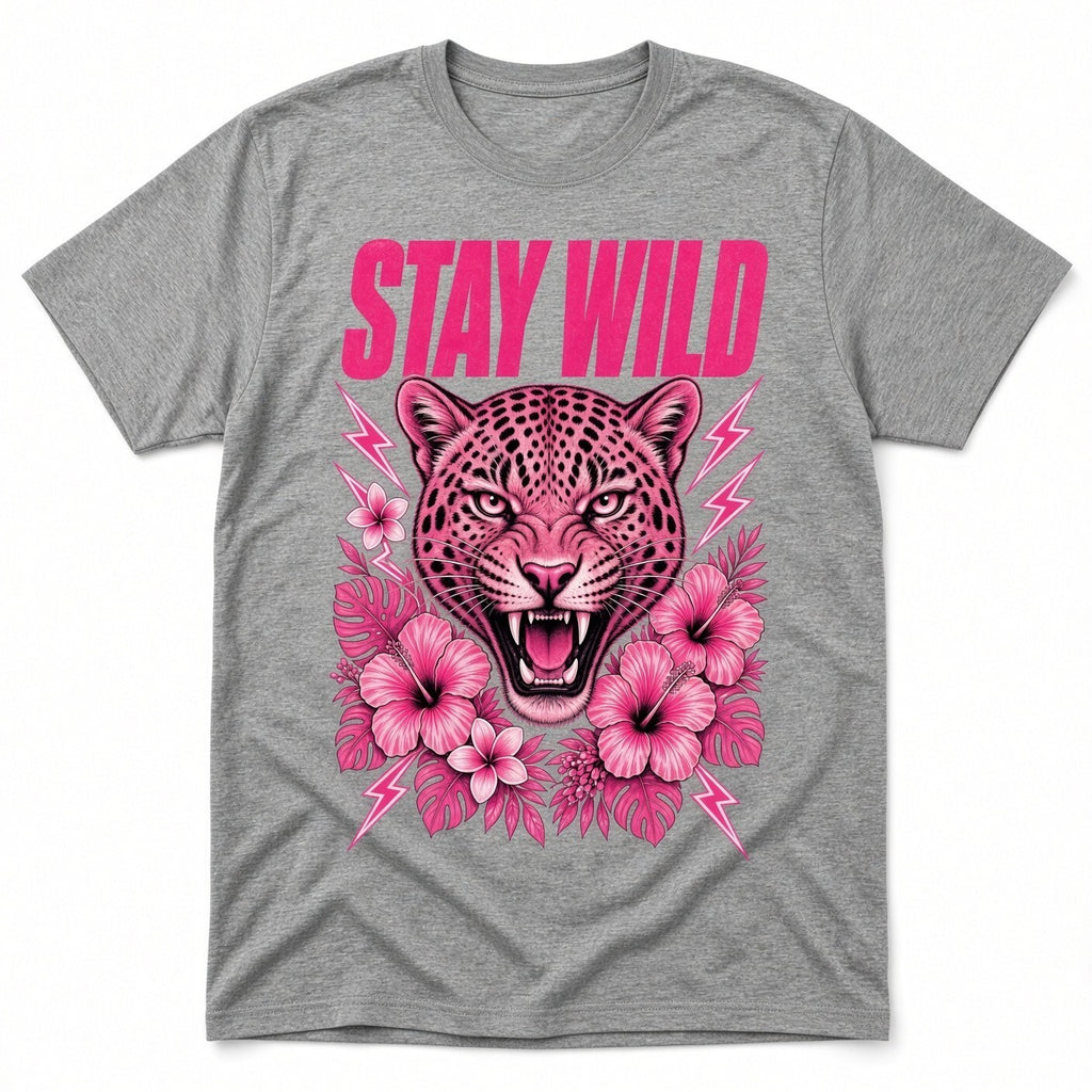 4PCS 10"  DTF Transfer Stay Wild Pink Leopard Lightning Flowers Graphic Iron On