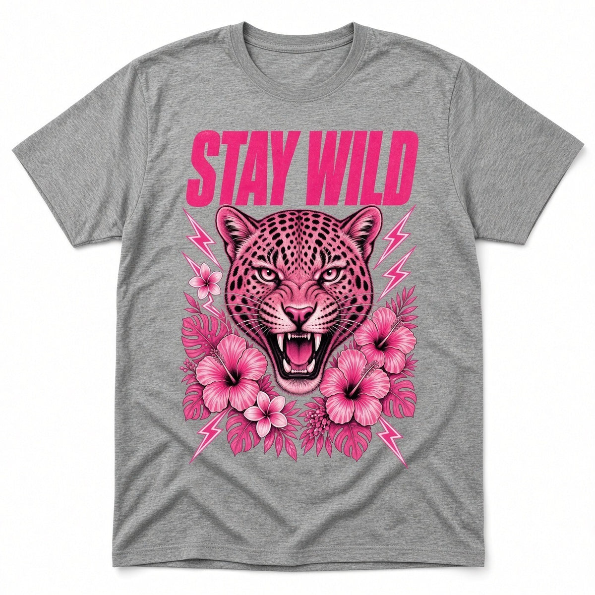 4PCS 10"  DTF Transfer Stay Wild Pink Leopard Lightning Flowers Graphic Iron On