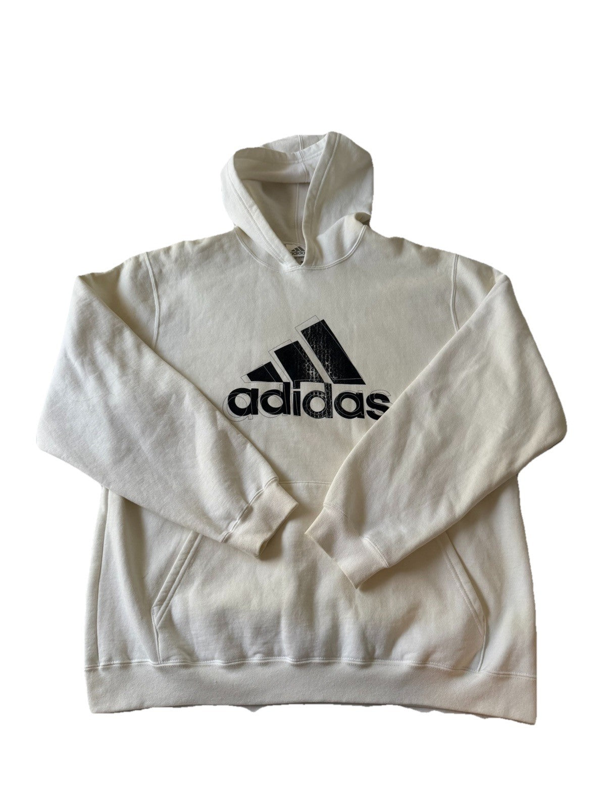 Adidas White Hoodie Size L - 80% Cotton Made in Canada Vintage Logo Pullover