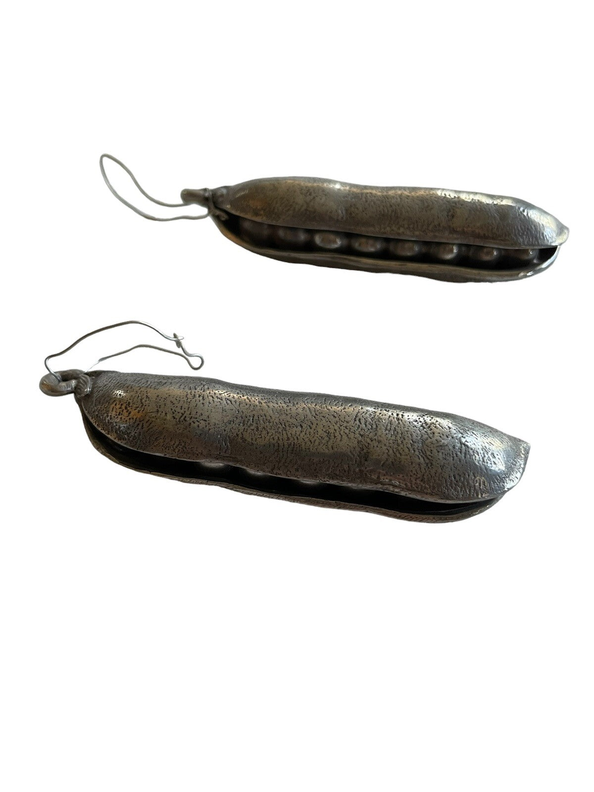 Pair of Pewter Peas in a Pod Peapod Ornaments Charms