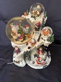 Kirkland Christmas Musical 3 Snow Globes Snowman Winter Cave Revolving Base 10"