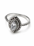 Vintage Marquise Halo Ring Size 8 Silver Tone Clear Stone Delicate Band