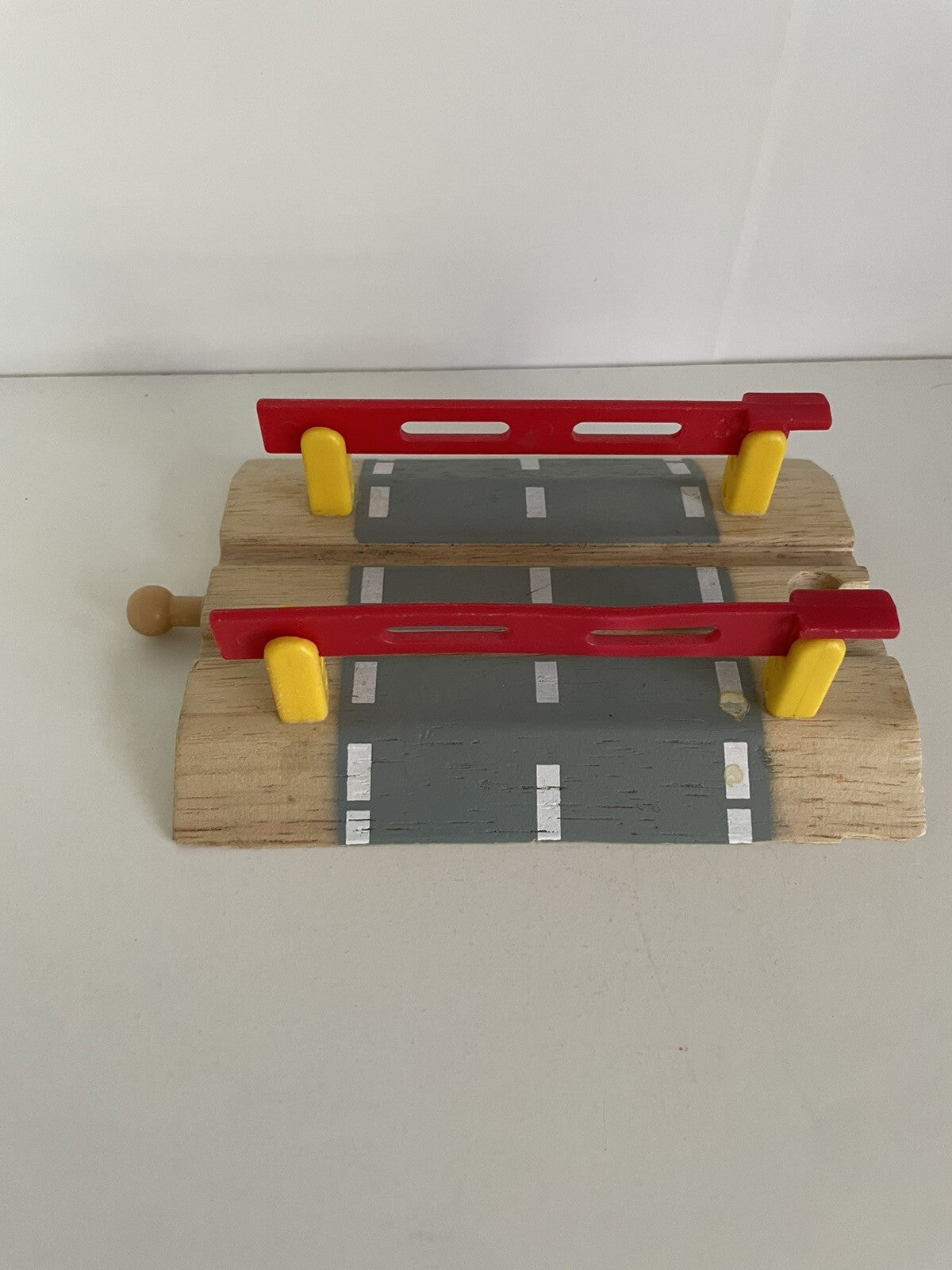 Wooden Railway Single Track Railroad Crossing w/ Barriers - for Thomas & BRIO