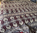 Vintage Yuejihua Tianjin Wool Blanket Burgundy Floral Jacquard 90x82