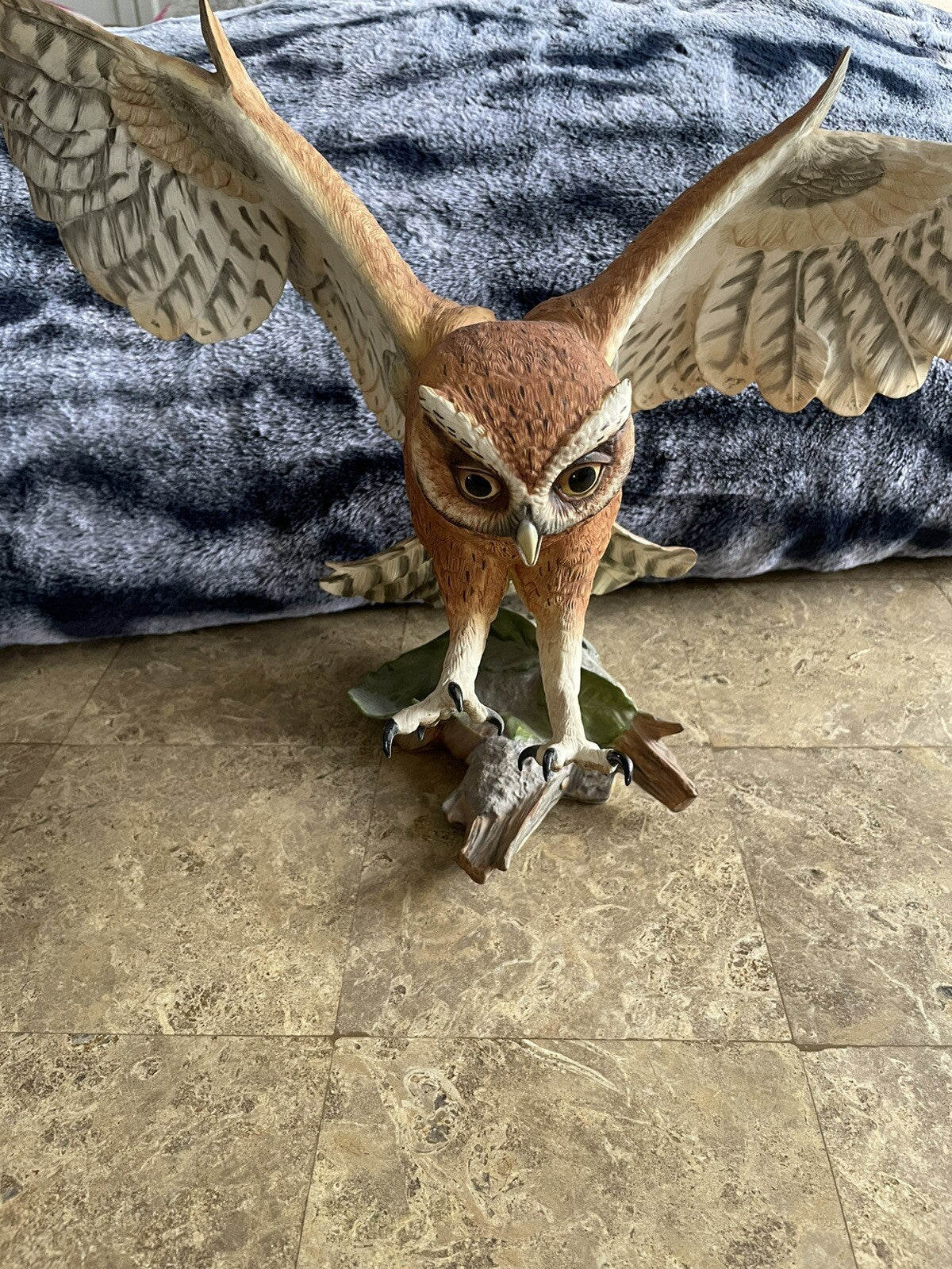 Screech Owl Porcelain Figurine by George McMonigle Franklin Mint 1990 with Base