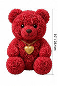 4PCS 10" Rose Bear DTF Transfer Red Flower Teddy LOVE Necklace Iron On