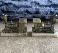 Set of 2 Brass Steam Engine Train Locomotive Bookends Featuring a Marble Base