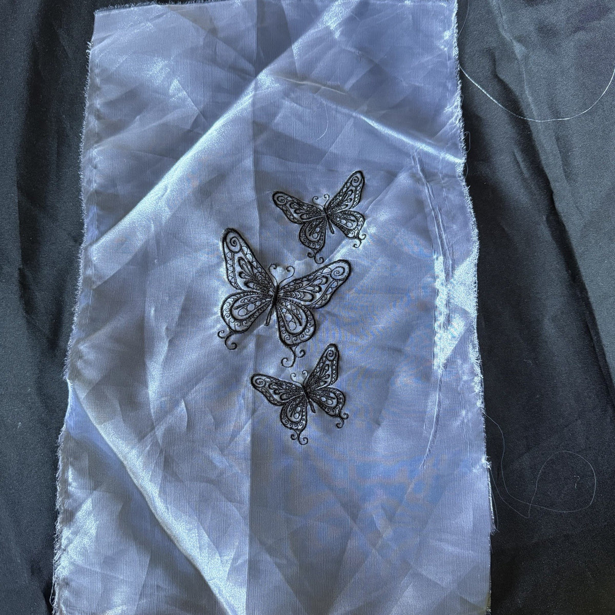 Butterfly Embroidered Lace Applique Organza Panel Gothic Sewing Patch