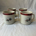 Royal Seasons Snowman Coffee Mugs Set 4 Christmas Winter Stoneware Cups