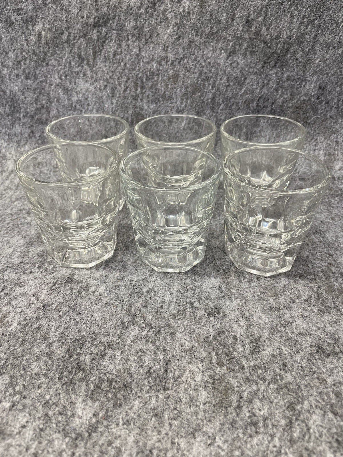 Set of 6 Libbey Heavy Clear Glass Shot Glasses 2 oz Thick Base Barware Vintage