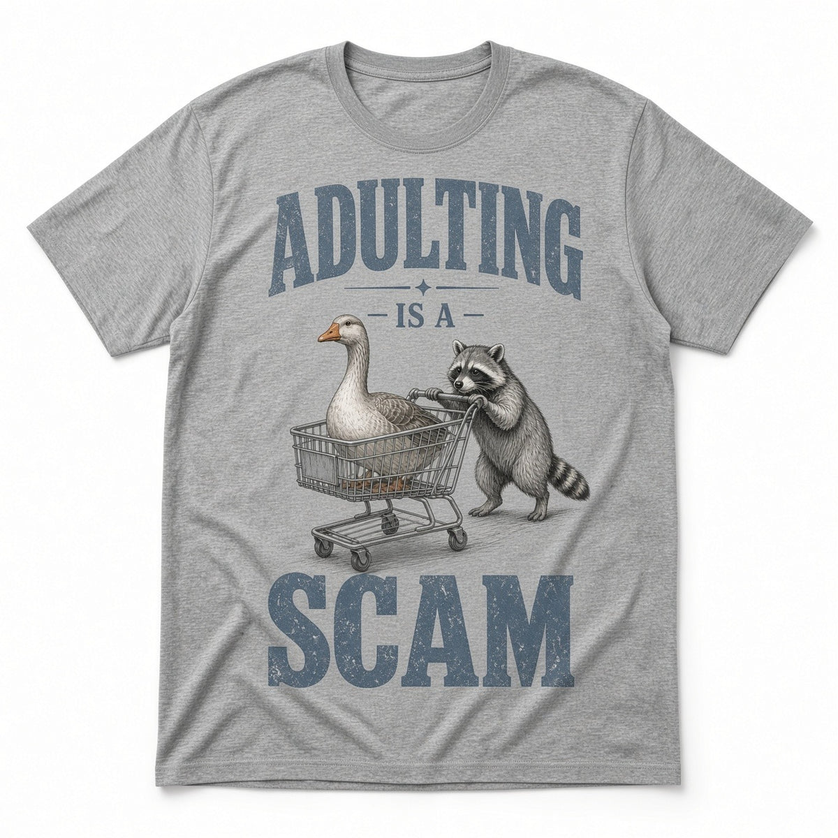 4PCS 10" DTF Transfers Adulting Is A Scam Duck Raccoon Cart