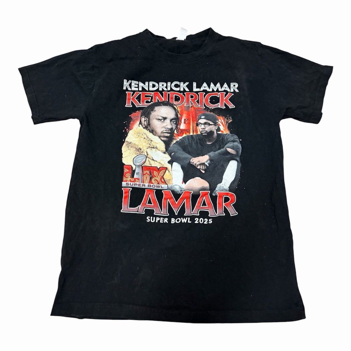 Kendrick Lamar Super Bowl 2025 Graphic T-Shirt Black Men's Size Medium