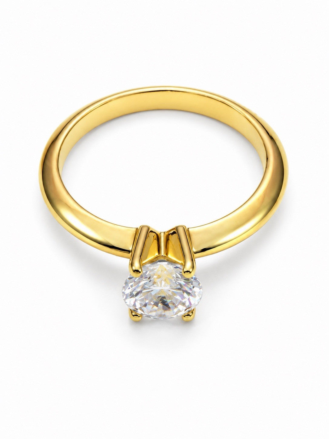 Size 8 Gold Tone CZ Solitaire Engagement Style Ring for Women