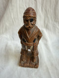 Antique Wood Carving Figure Pirate Eye Patch Cap Knife Folk Art Nautical Decor