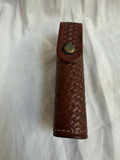 Vtg TEX Shoemaker & SONS Leather Baton Flashlight Holder Basket Weave Duty Belt