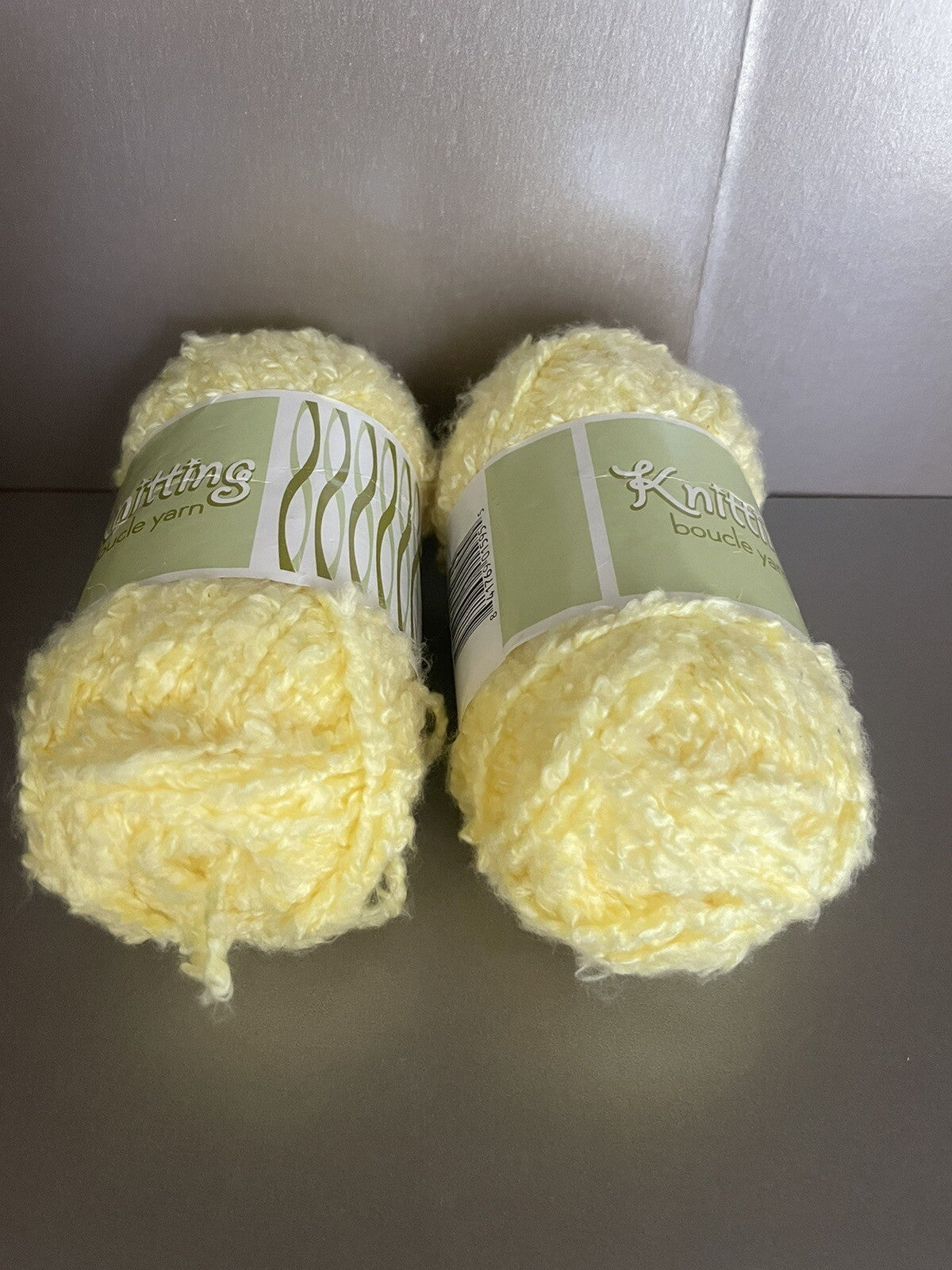 Lot of 2 Knitting Boucle Yarns Yellow 1.7 oz/90 Yards
