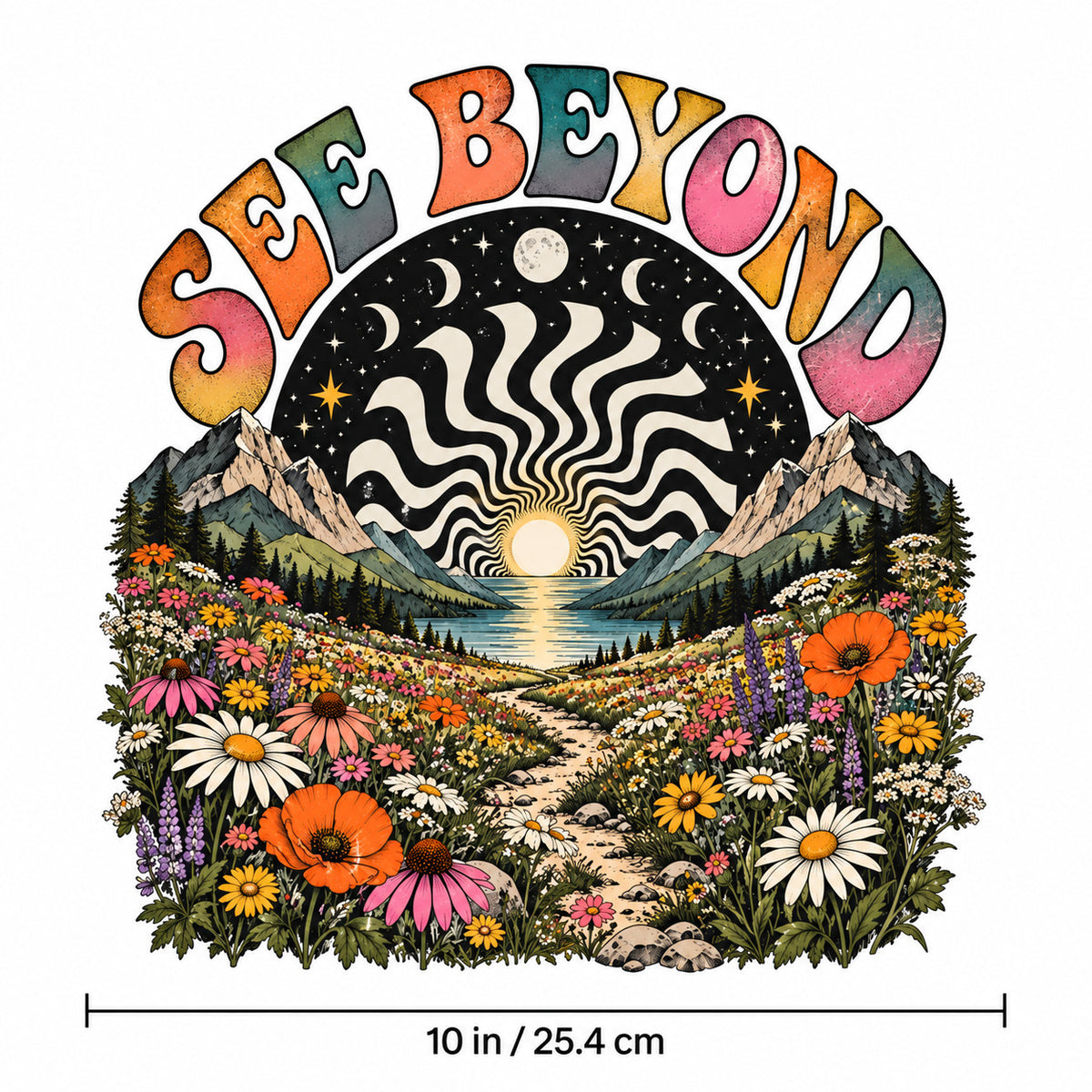 4pcs 10" See Beyond DTF Transfer Mountain Wildflower Iron On Pack