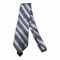 Paul Frederick Purple/Black Diagonal Striped 100% Silk Repp Tie
