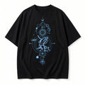 Blue Celestial Compass T-Shirt Black Relaxed Fit Sun Moon Planets Graphic