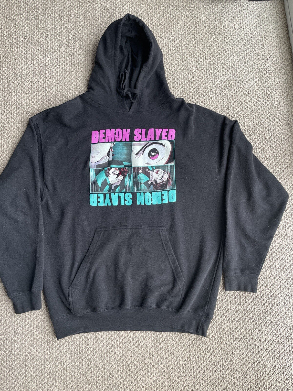 Demon Slayer Hoodie XL Black Anime Graphic Sweatshirt Unisex Tanjiro Nezuko