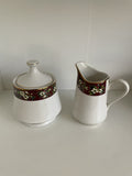 Sakura Splendor Fine Stoneware Burgandy Cream and Sugar Bowl