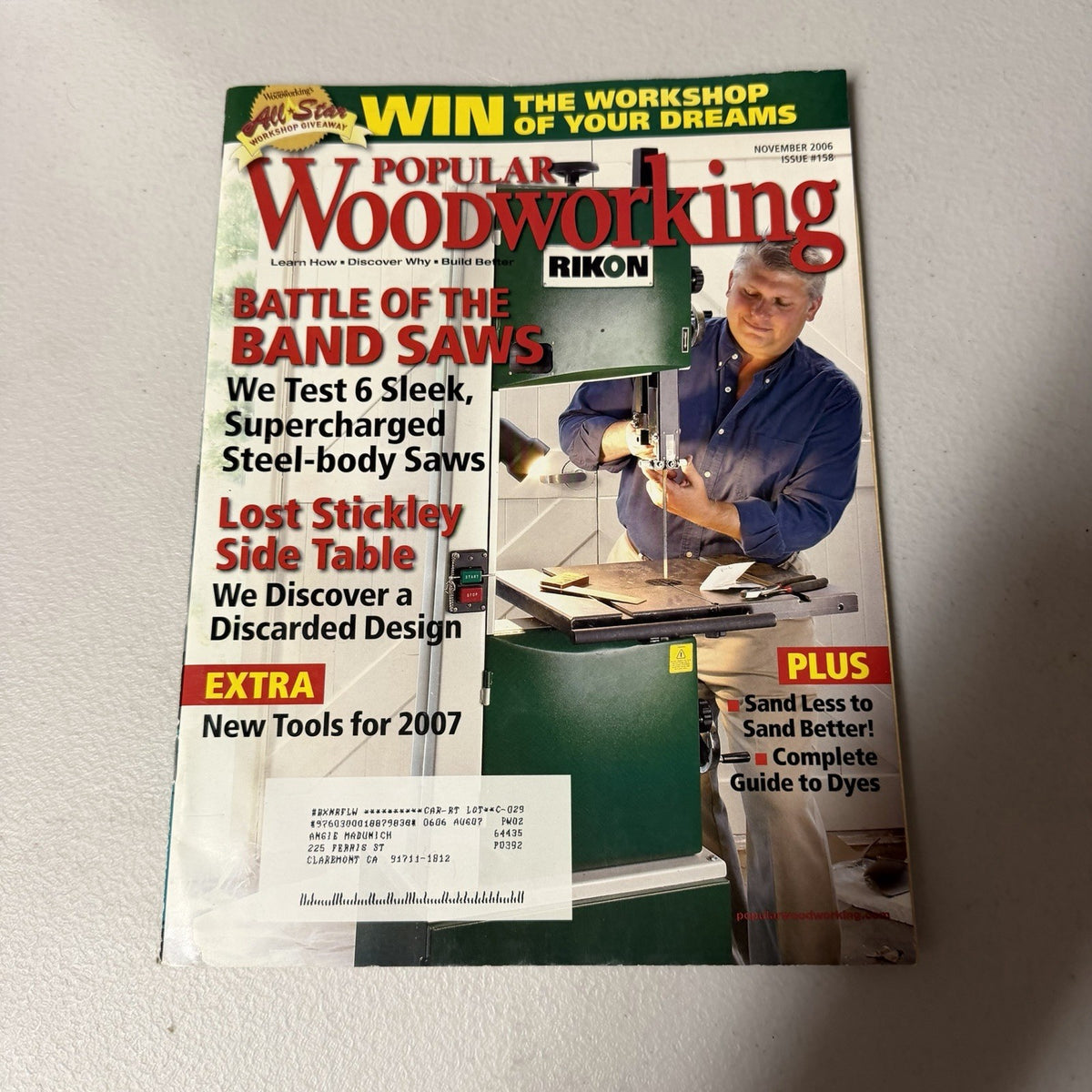 Popular Woodworking #158 Nov 2006 Band Saw Test Stickley Table